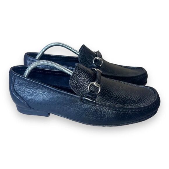 Sandrino by Sandro Moscoloni Black Leather Horse Bit Style Loafers Men's 8.5 - Picture 4 of 11